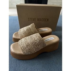 Steve Madden Slinky30 Wedge Sandal Raffia Size 9 Slinky